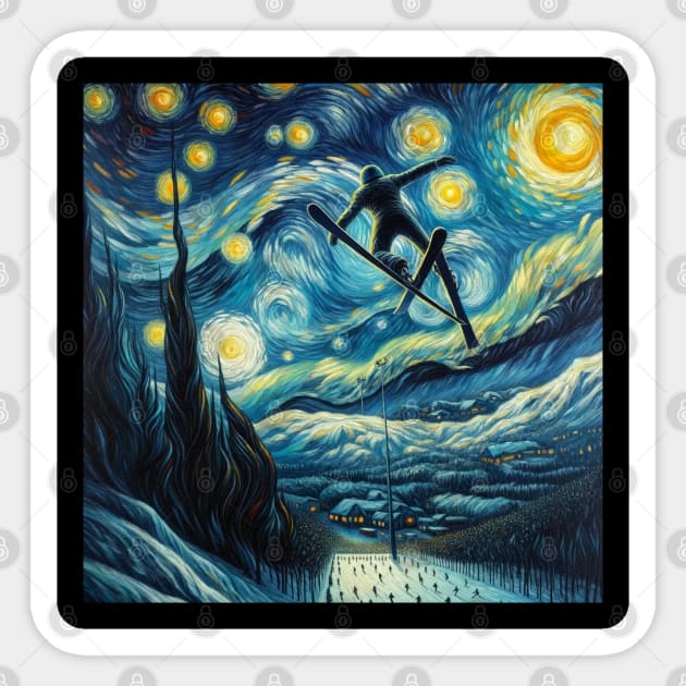 Ski Jumping Starry Night - Winter Sports Sticker by Edd Paint Something